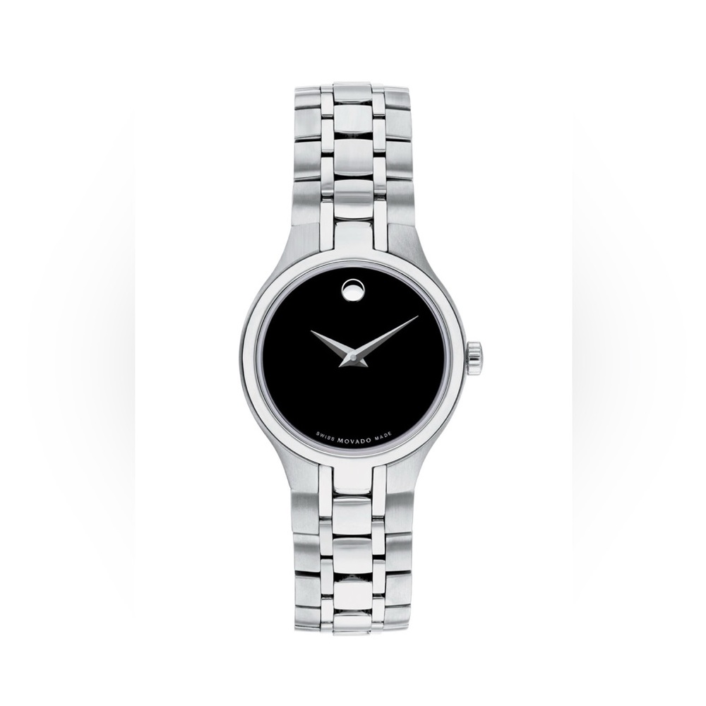 New Movado Women’s Collection Black Dial Stainless Steel Watch 0606368